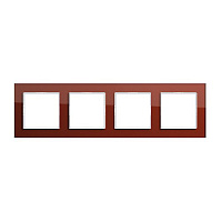 Дизайнерская рамка 4 местная, стекло красный оксид, AC584GLRT Jung, серия A Creation