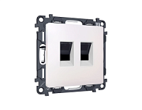 Комплект механизма компьютерной двойной розетки RJ-45 с автоматической защитной шторкой, жемчужный, MA212110 Ambrella Volt