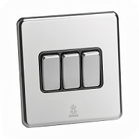 Дизайнерский выключатель Mira Зеркальный хром, BMC3KB Bonze трехклавишный проходной