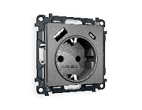 Комплект механизма электрической розетки 2USB A+C 20W (быстрая зарядка) с/з, антрацит серый, MA660010 Ambrella Volt