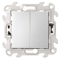 Дизайнерский выключатель Push&Go, алюминий, 2420398-033, Simon, двухклавишный, серия 24 Harmonie