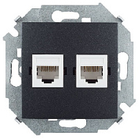 Дизайнерская розетка компьютерная 2хRJ-45 кат. 5е, графит, 1591593-038 Simon, серия 15