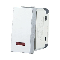 Дизайнерский выключатель малый с индикатором, серебристый металлик, 850403-1 LK Studio, одноклавишный, проходной, серия LK45