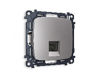 Комплект механизма телефонной розетки RJ-11(4P4C) с шторкой , сталь матовый, MO512030 Ambrella Volt