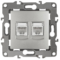 Дизайнерская розетка интернет 2хRJ-45, алюминий, Б0014731 Эра, серия 12