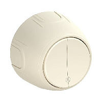 Дизайнерский выключатель, бежевый, 7700957 OneKeyElectro, двухклавишный проходной, серия Rotondo