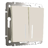 Дизайнерский выключатель с подсветкой, айвори матовый, W1120162 Werkel, двухклавишный