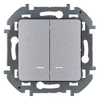 Дизайнерский выключатель с подсветкой, алюминий, 673632 Legrand, двухклавишный, серия Inspiria