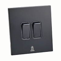Дизайнерский выключатель Aura Черный уголь, BAB2KB Bonze двухклавишный проходной
