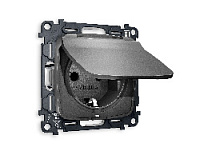 Комплект механизма электрической розетки с/з c шторками и крышкой, антрацит серый, MO658010 Ambrella Volt