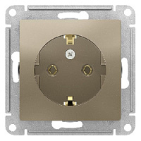 Дизайнерская розетка с заземлением, шампань, ATN000543 Schneider Electric, серия Atlas Design