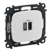 Дизайнерская розетка USB разъем A+C двойная, белый, 754965 Legrand, серия Valena Allure