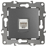 Дизайнерская розетка интернет RJ-45, графит, Б0019350 Эра, серия 12