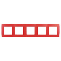 Дизайнерская рамка 5 местная, красный, Б0019420 Эра, серия 12