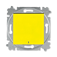 Дизайнерский выключатель кнопочный с подсветкой, желтый / дымчатый черный, 2CHH599147A6064, ABB, одноклавишный, серия Levit