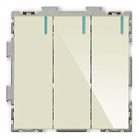 Дизайнерский выключатель, индикатор с флуоресцентной подсветкой, бежевый, PL-W103-PBGG, CGSS, трехклавишный, проходной, серия Практика