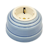 Ретро розетка с/з, небесно-голубой, золотистая фурнитура, РНЗ ЛЕАНЗА