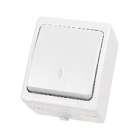 Дизайнерский выключатель IP54, белый, SQ1803-1003 TDM ELECTRIC, одноклавишный проходной, серия Вуокса