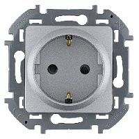 Дизайнерская розетка с заземлением и шторками, алюминий, 673732 Legrand, серия Inspiria