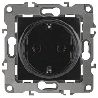 Дизайнерская розетка с заземлением, черный, Б0014680 Эра, серия 12