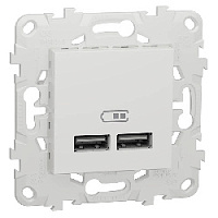 Дизайнерская розетка USB двойная, белый, NU541818 Schneider Electric, серия Unica New
