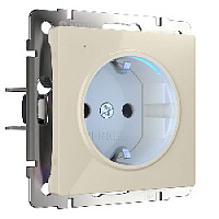 Дизайнерская розетка с заземлением и подсветкой, слоновая кость глянцевый, W1171403 Werkel