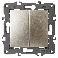 Дизайнерский выключатель, шампань, Б0034233 Эра, двухклавишный, серия Elegance