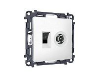 Комплект механизма розетки компьютерной + TV оконечной RJ-45 с автоматической защитной шторкой , белый матовый, MA132510 Ambrella Volt