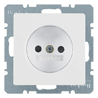 Дизайнерская розетка без заземления, со шторками, полярная белизна, с эффектом бархата, 6167336089 Berker, серии Q.1/Q.3/Q.7