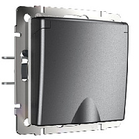 Дизайнерская розетка с заземлением, шторками и с крышкой IP44, графит матовый, W1171264 Werkel