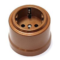 Розетка с заземляющим контактом медь, RZERBH013 ФД КерамикЪ