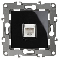 Дизайнерская розетка интернет RJ-45, черный, Б0014728 Эра, серия 12