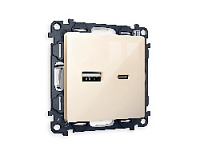 Комплект механизма розетки 2USB A+C 20W (быстрая зарядка) , бежевый глянец, MA311010 Ambrella Volt