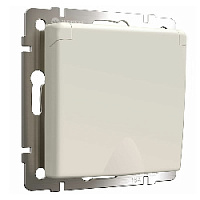 Дизайнерская розетка с заземлением, шторками и с крышкой IP44, айвори матовый, W1171262 Werkel