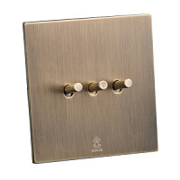 Дизайнерский выключатель Aura Бронза браш, BABR3KTC Bonze трехклавишный проходной