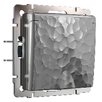 Дизайнерская розетка с заземлением, шторками и с крышкой IP44, серебряный, W1271206 Werkel, серия Hammer