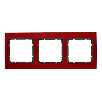 Дизайнерская рамка 3 местная, красный/антрацитовый, алюминий, 10133012 Berker, серия B.3