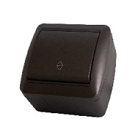 Дизайнерский выключатель IP44, шоколад, SQ1818-0211 TDM ELECTRIC, одноклавишный проходной, серия Селигер