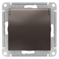 Дизайнерская розетка с заземлением, шторками и с крышкой, мокко, ATN000646 Schneider Electric, серия Atlas Design