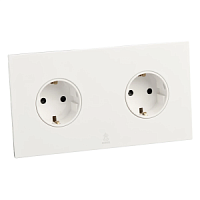 Дизайнерская розетка двойная с/з и шторками электрическая Aura Белый лед, BAW2SS Bonze