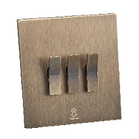 Дизайнерский выключатель Aura Бронза браш, BABR3KBE Bonze трехклавишный