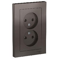 Дизайнерская двойная розетка без заземления, мокко, ATN000620 Schneider Electric, серия Atlas Design