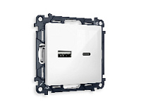 Комплект механизма розетки 2USB A+C 20W (быстрая зарядка) , белый глянец, MA111010 Ambrella Volt