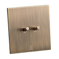 Дизайнерский выключатель Aura Бронза браш, BABR2KTC Bonze двухклавишный проходной