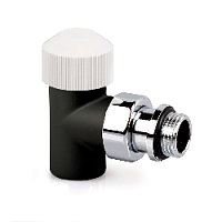 Дизайнерский клапан терморегулирующий угловой для радиатора, 1/2", черный матовый 0640-1500VC0S S.R.Rubinetterie