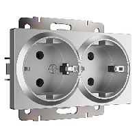 Дизайнерская двойная розетка с заземлением, серебряный глянцевый, W1172006 Werkel