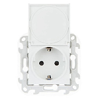 Дизайнерская розетка IP44 с заземлением, шторками и с крышкой, белый, 2450448-030 Simon, серия 24 Harmonie