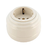 Ретро розетка с/з, белый, золотистая фурнитура РБЗ ЛЕАНЗА