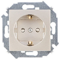 Дизайнерская розетка с заземлением и шторками, шампань, 1591443-034 Simon, серия 15