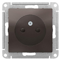 Дизайнерская розетка без заземления, со шторками, мокко, ATN000649 Schneider Electric, серия Atlas Design